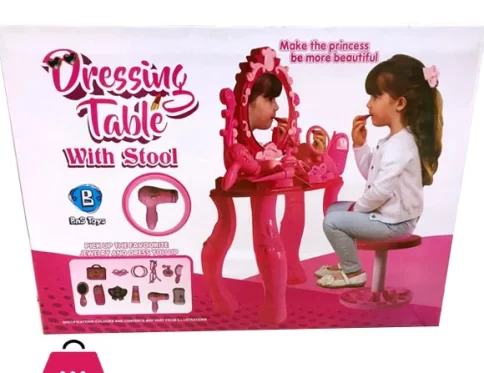 MAKEUP TOY DRESSING TABLE WITH STOOL AND ACCESSORIES 21PCS TOY FOR GIRLS MAKEUP SE
